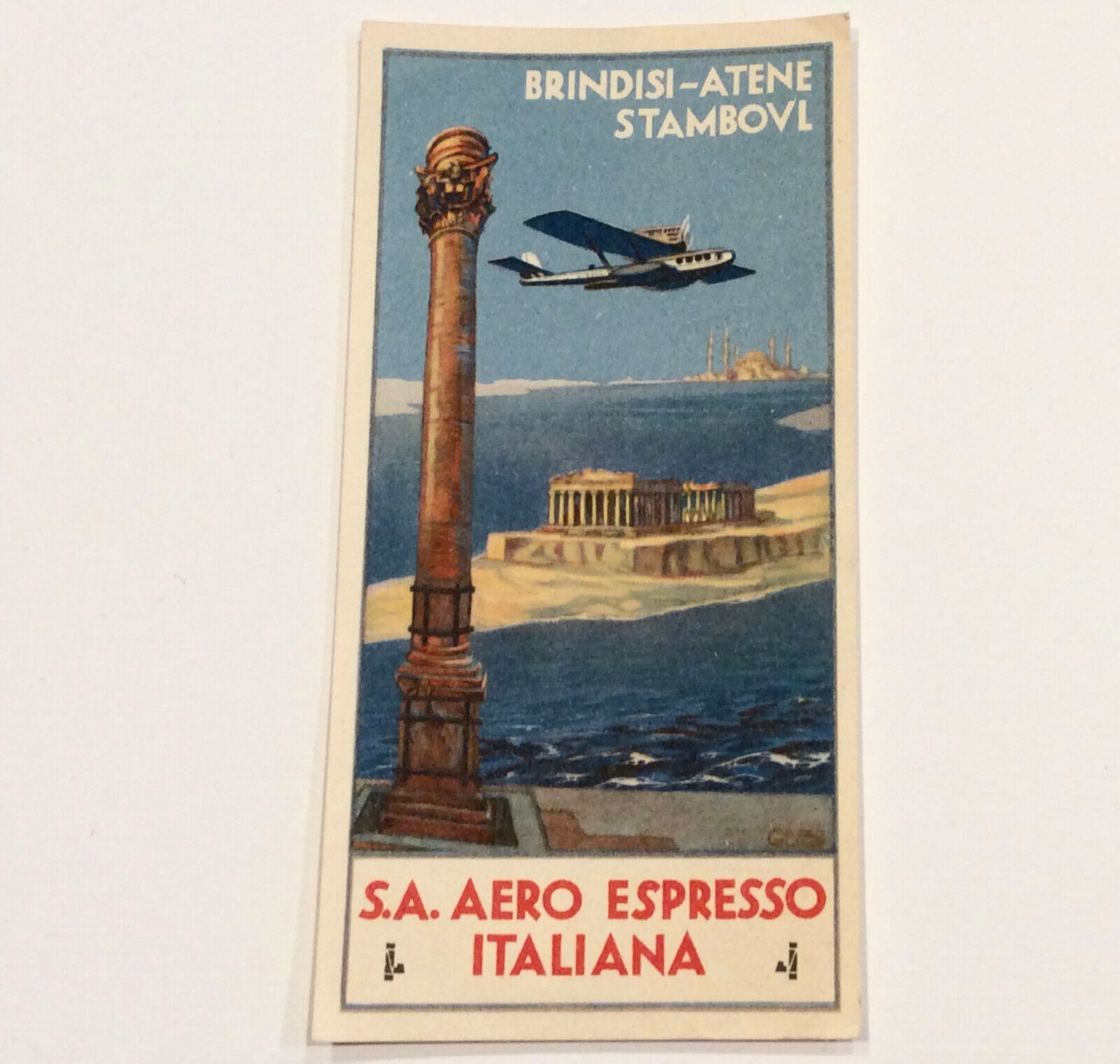 AEI Aero Espresso Italiana Italy Airline Luggage Label Brindisi Atene Stambovl