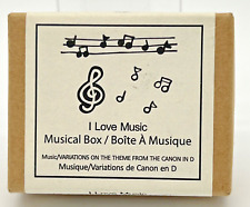 PAPYRUS I Love Music Wooden Wind up Music Box Mini - Canon in D - New Open Box picture
