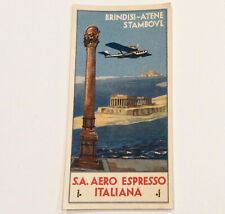 AEI Aero Espresso Italiana Italy Airline Luggage Label Brindisi Atene Stambovl picture