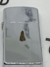 VTG 1965 Zippo Slim Lighter with Building Emblem Polished Chrome picture